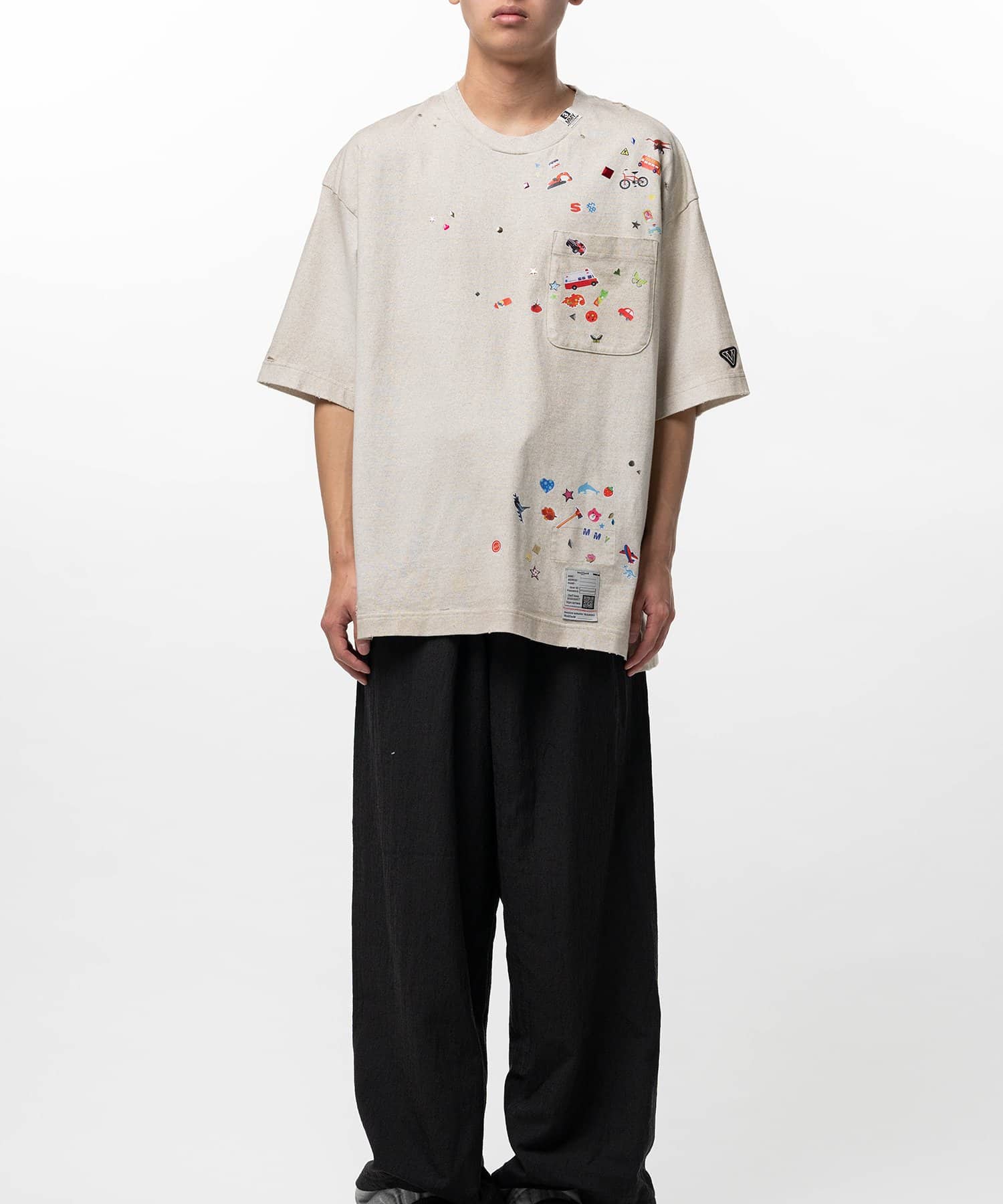 Maison MIHARA YASUHIRO/Kids Sticker Printed T-shirt gray 50