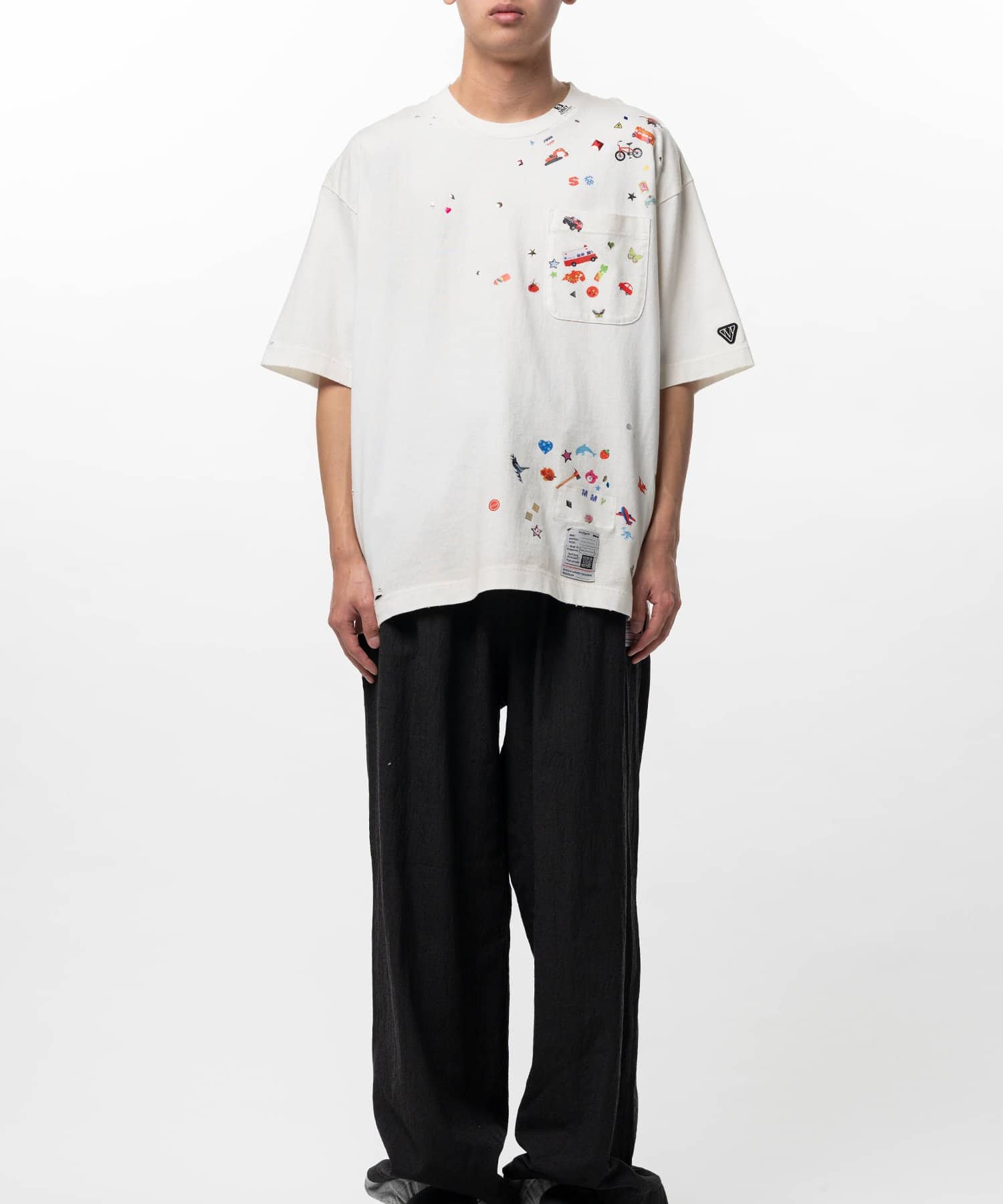 Maison MIHARA YASUHIRO/Kids Sticker Printed T-shirt white 50