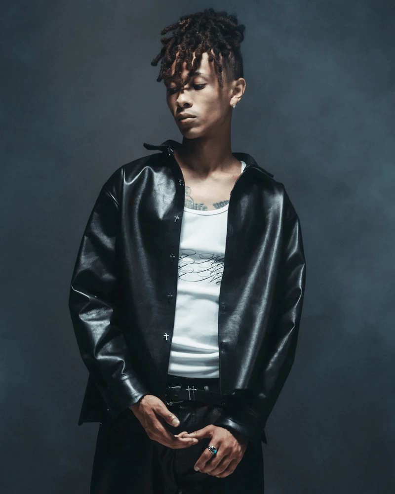 LAST NEST/Leather L/S Shirts / Black black L