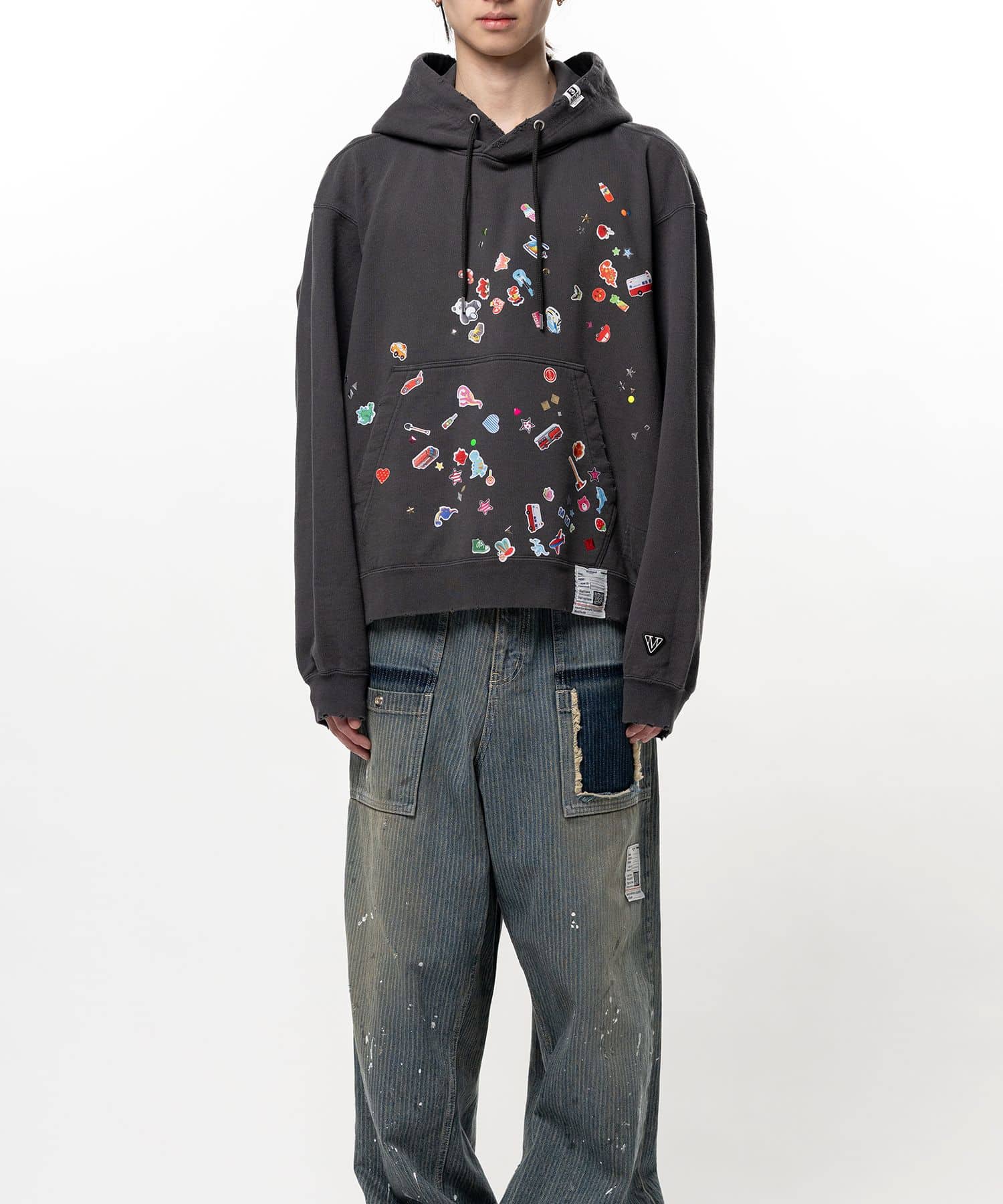 Maison MIHARA YASUHIRO/Kids Sticker Printed Hoodie black 44