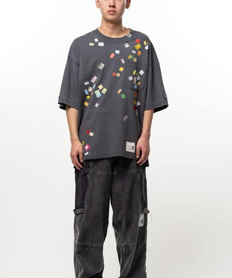 Maison MIHARA YASUHIRO/Price Tag Sticker Printed T-shirt black 48