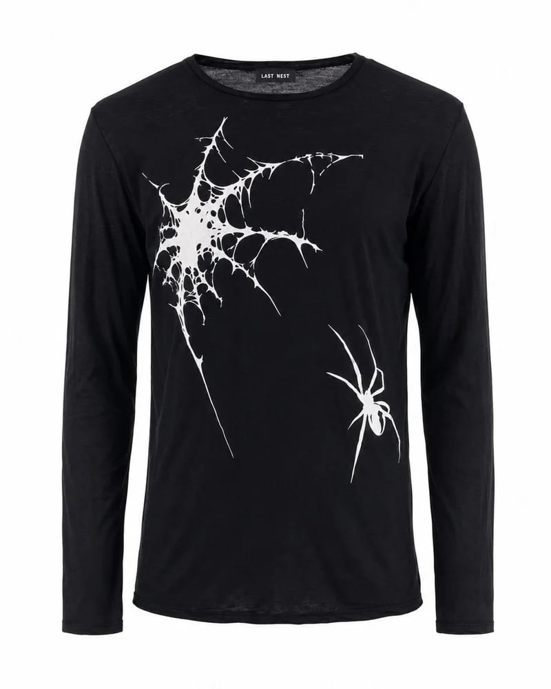 LAST NEST/Spider Web See-through L/S T-Shirt / Black black M