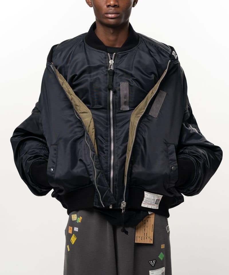 Maison MIHARA YASUHIRO/Shifted Layer Flight Jacket(46 black