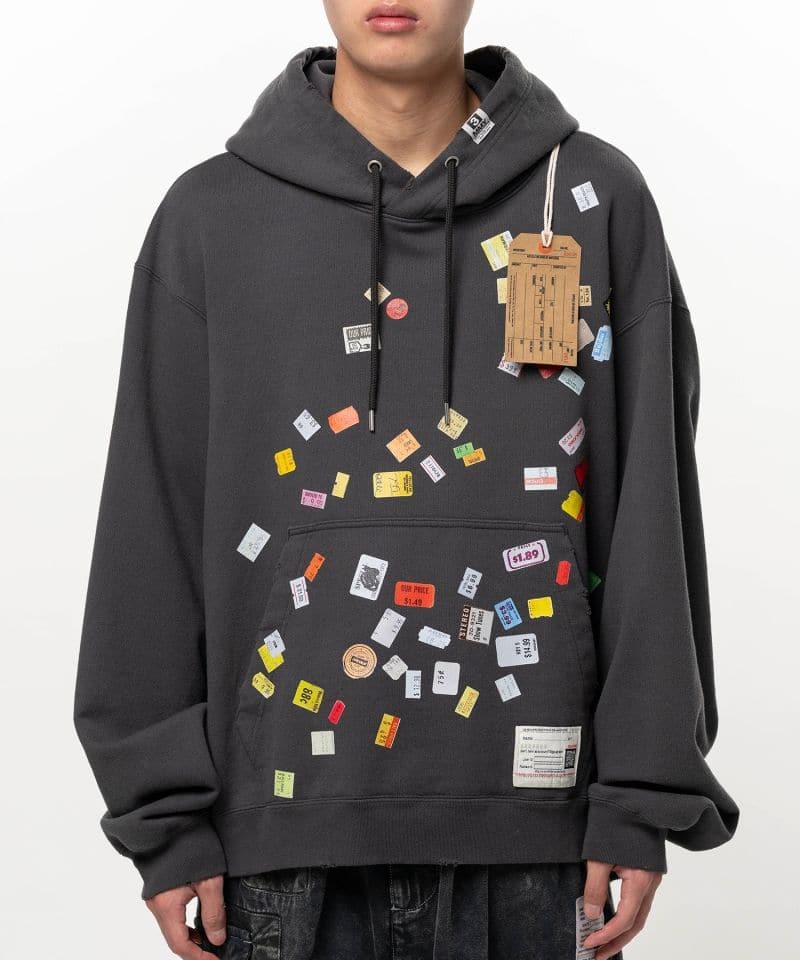 Maison MIHARA YASUHIRO/Price Tag Sticker Printed Hoodie black 50