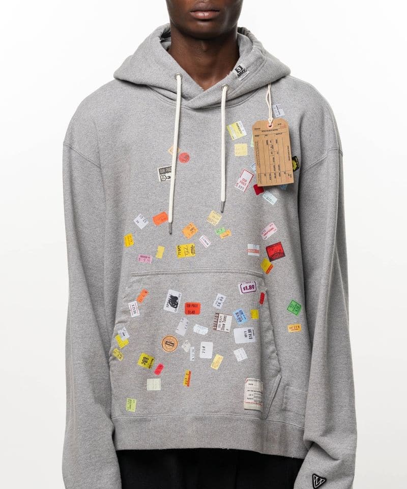 Maison MIHARA YASUHIRO/Price Tag Sticker Printed Hoodie gray 44