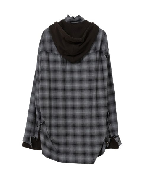 Maison MIHARA YASUHIRO/ Hoodie Combine Checkered Shirt(44 gray 