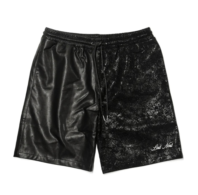 LAST NEST/Leather Switching Shorts / Black black XL