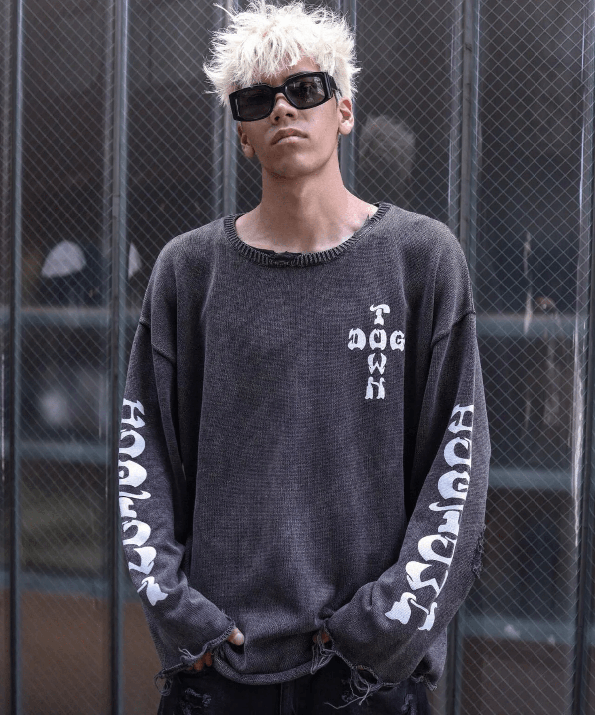 FR(13)NDS/フレンズ/DOGTOWN コラボニット grey L