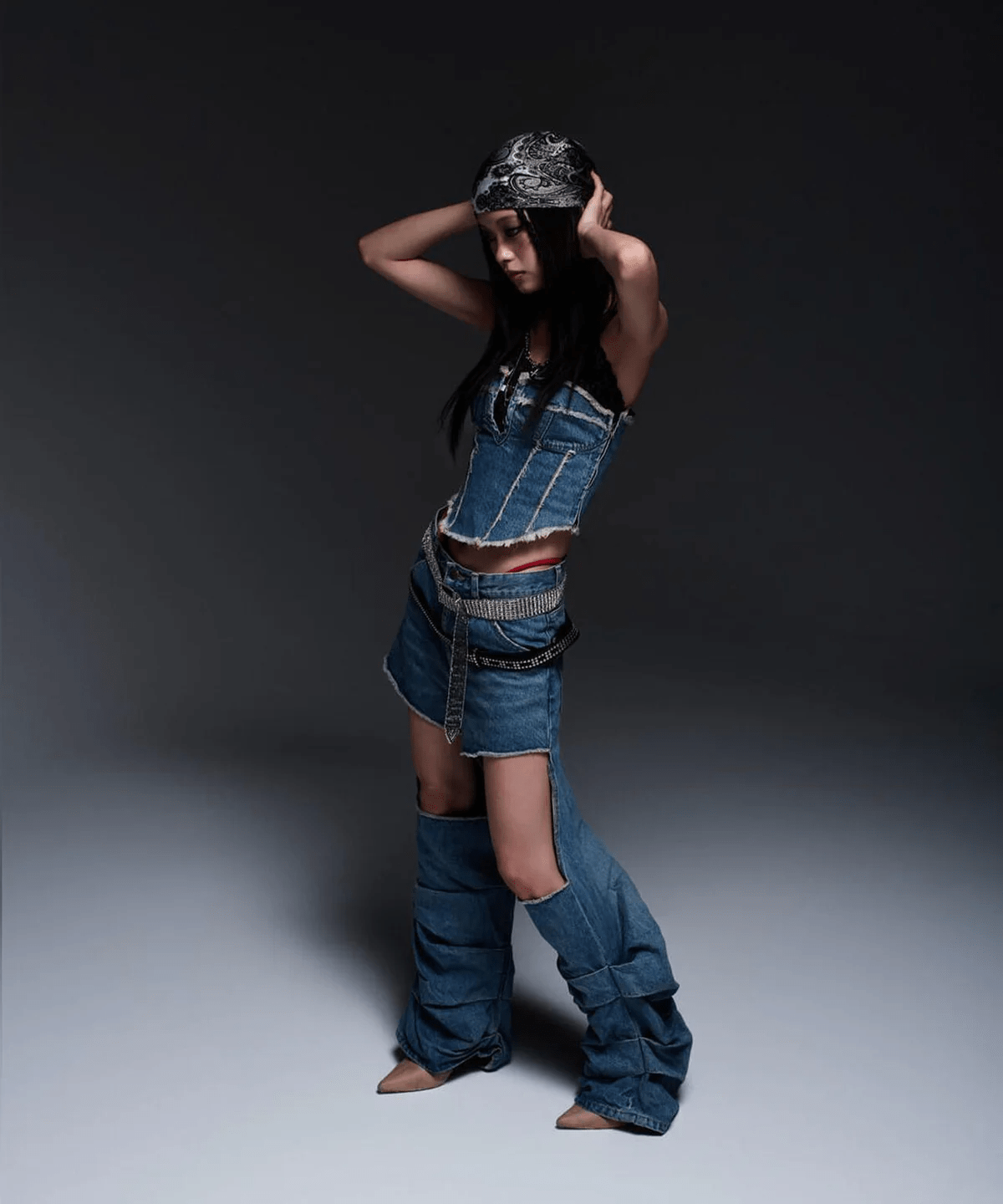 MITSUKI/ミツキ/DENIM CUT-OUT PANTS blue M