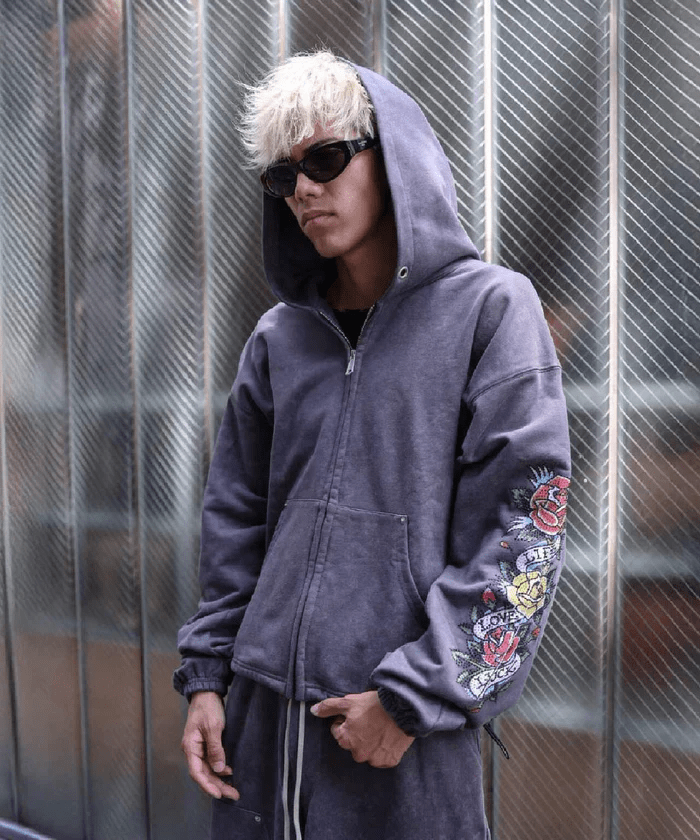 FR(13)NDS × Ed Hardy/フレンズ × エド・ハーディ/コラボジップフーディ gray M