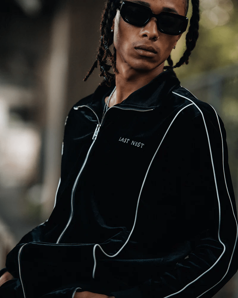 LAST NEST/Velour Track Jacket V2 / Black black L