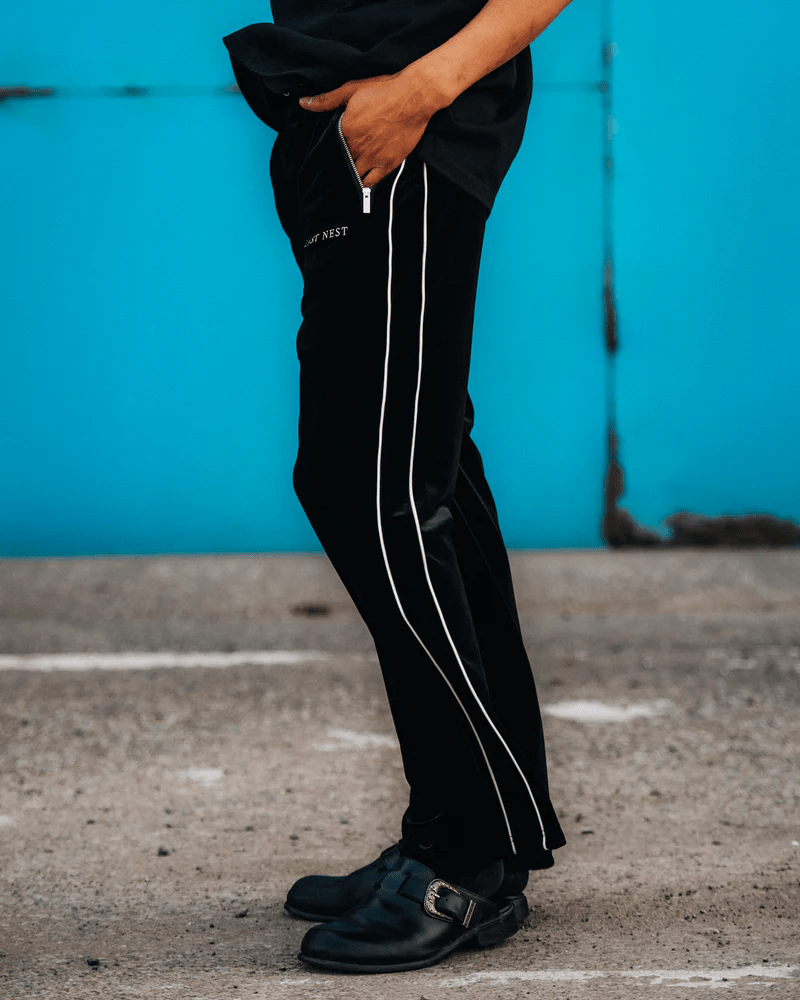 LAST NEST/Velour Track Pants V2 / Black black L