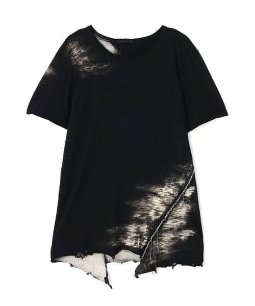 KMRii/ケムリ/Black Shadow Slash Cut/SS Tee black white 2