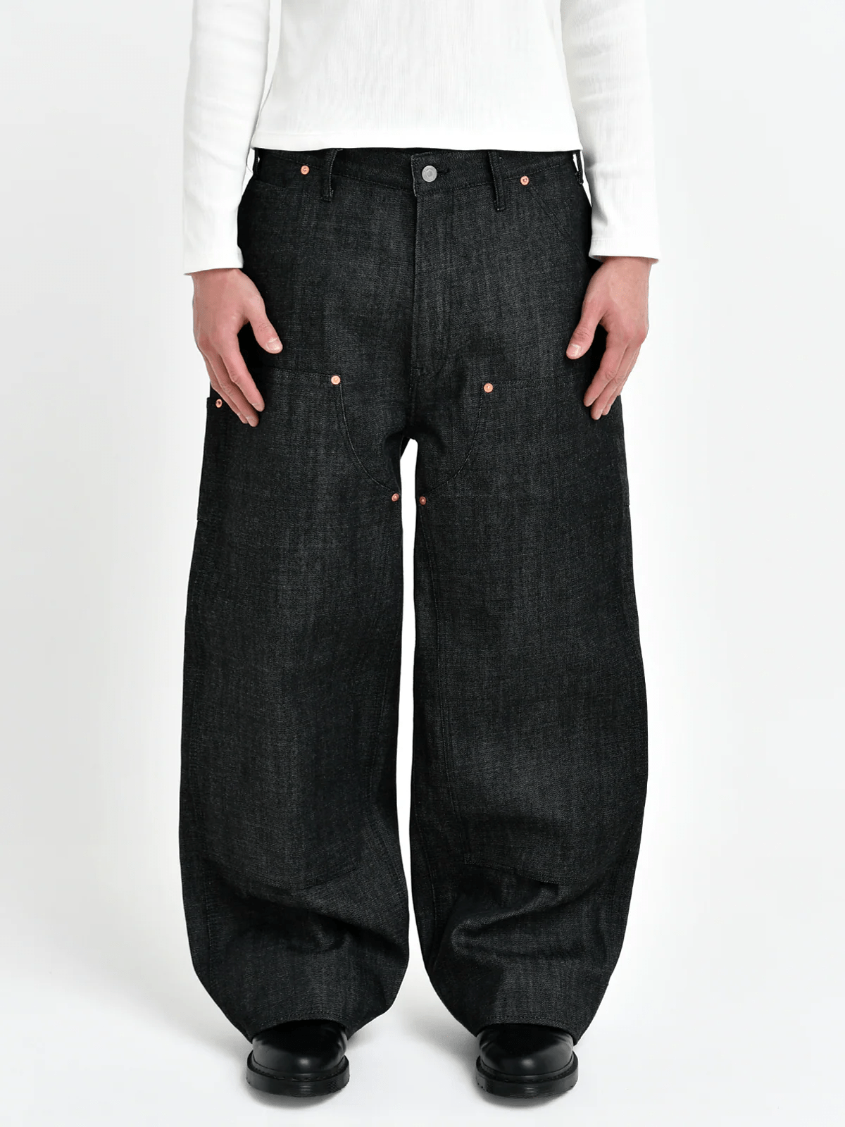 Bante/Japanese Double Knee Denim Pants - Indigo black 1