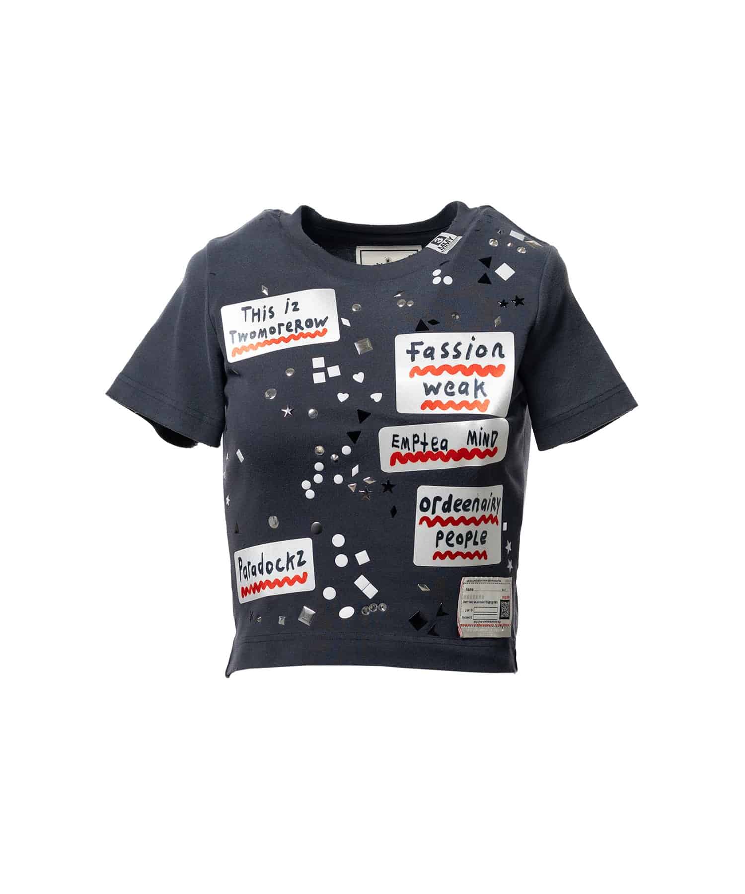 Maison MIHARA YASUHIRO/Embellished Sticker Mini T-shirt black 36