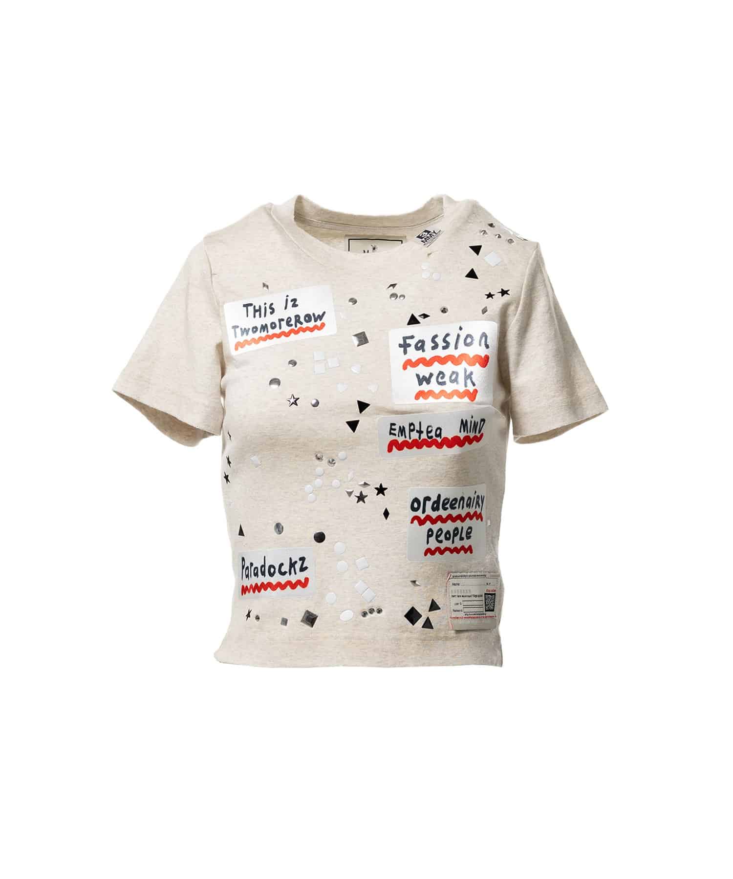 Maison MIHARA YASUHIRO/Embellished Sticker Mini T-shirt white 36