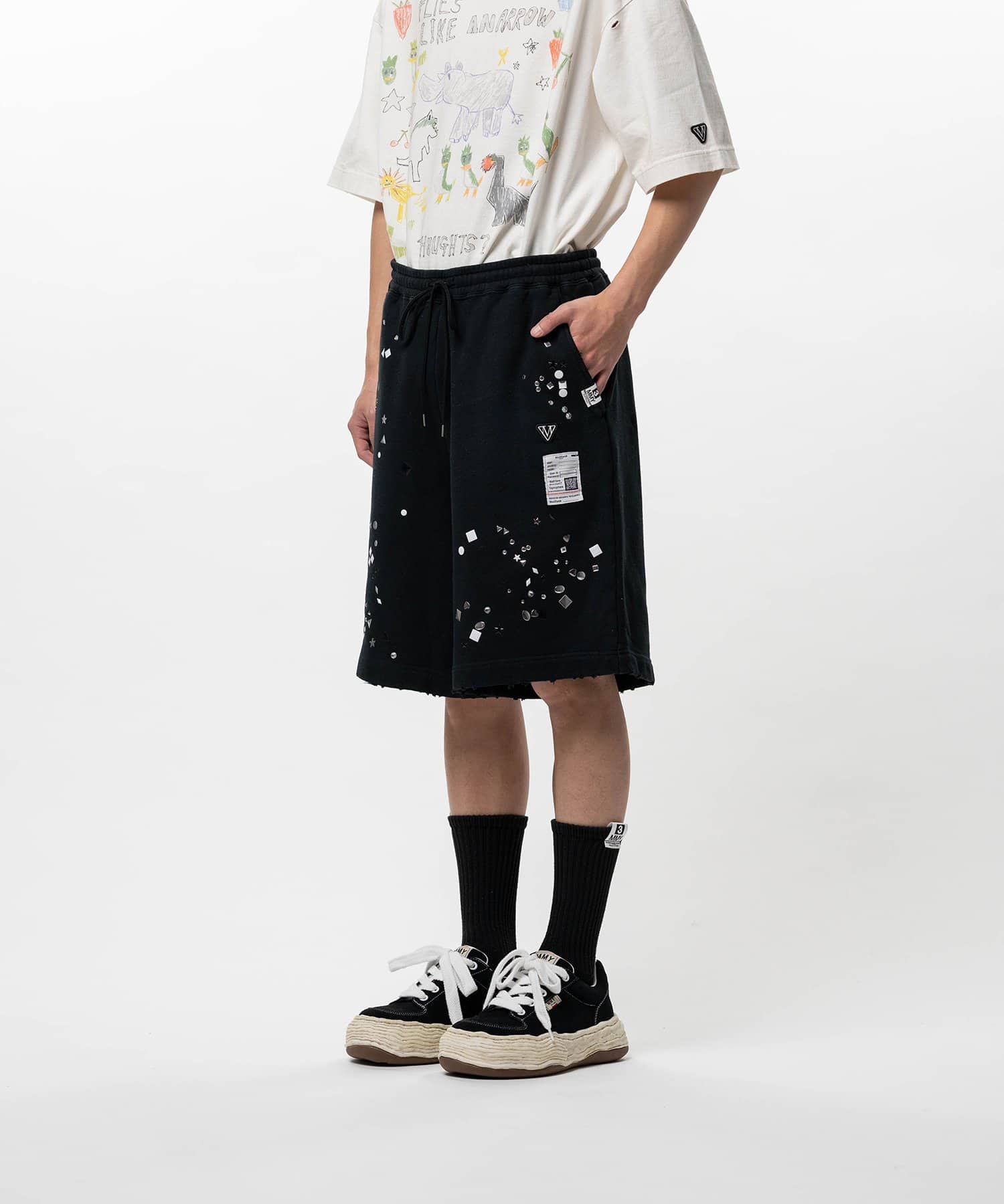 Maison MIHARA YASUHIRO/Embellished Sweat Shorts black 44