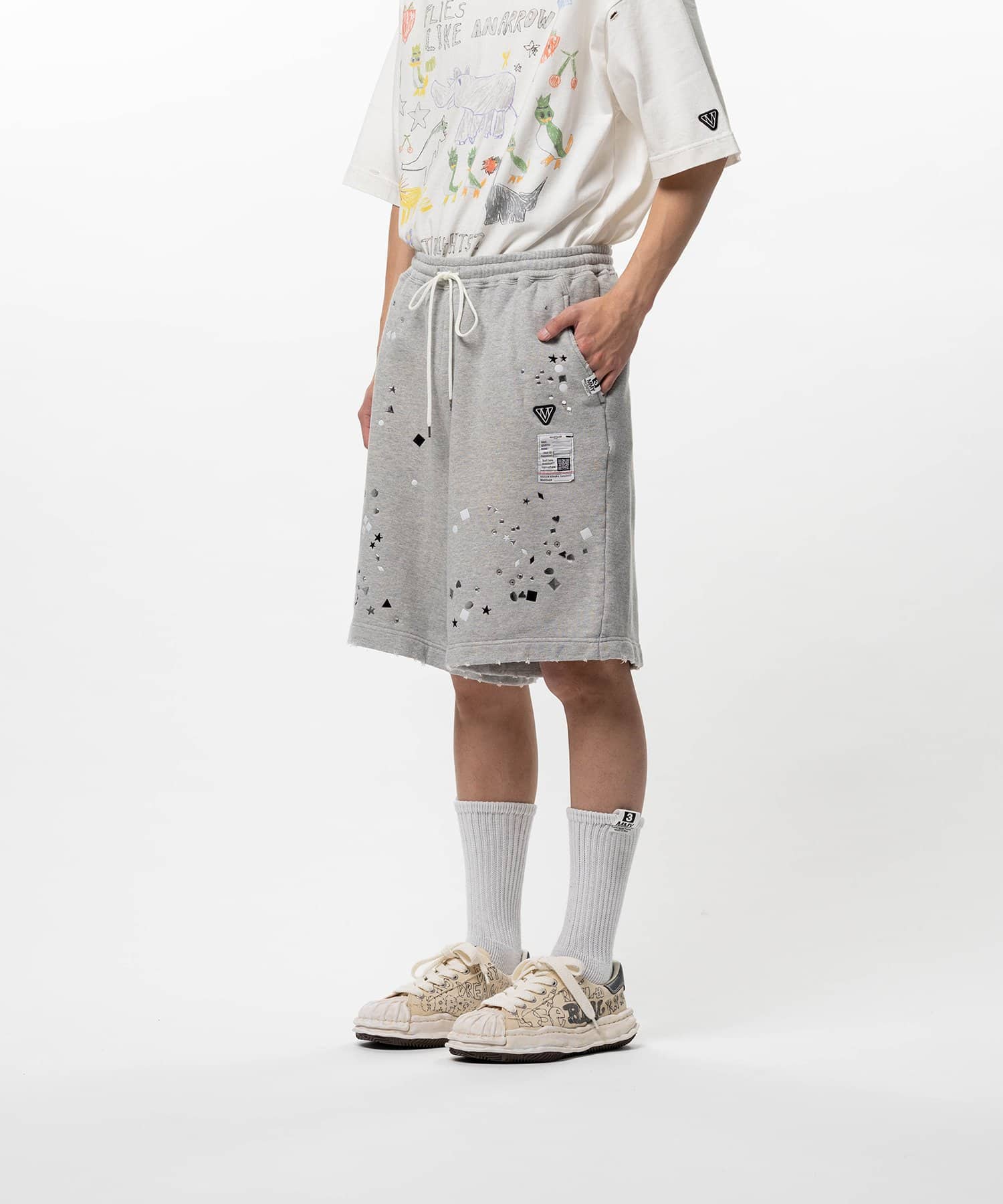 Maison MIHARA YASUHIRO/Embellished Sweat Shorts gray 46
