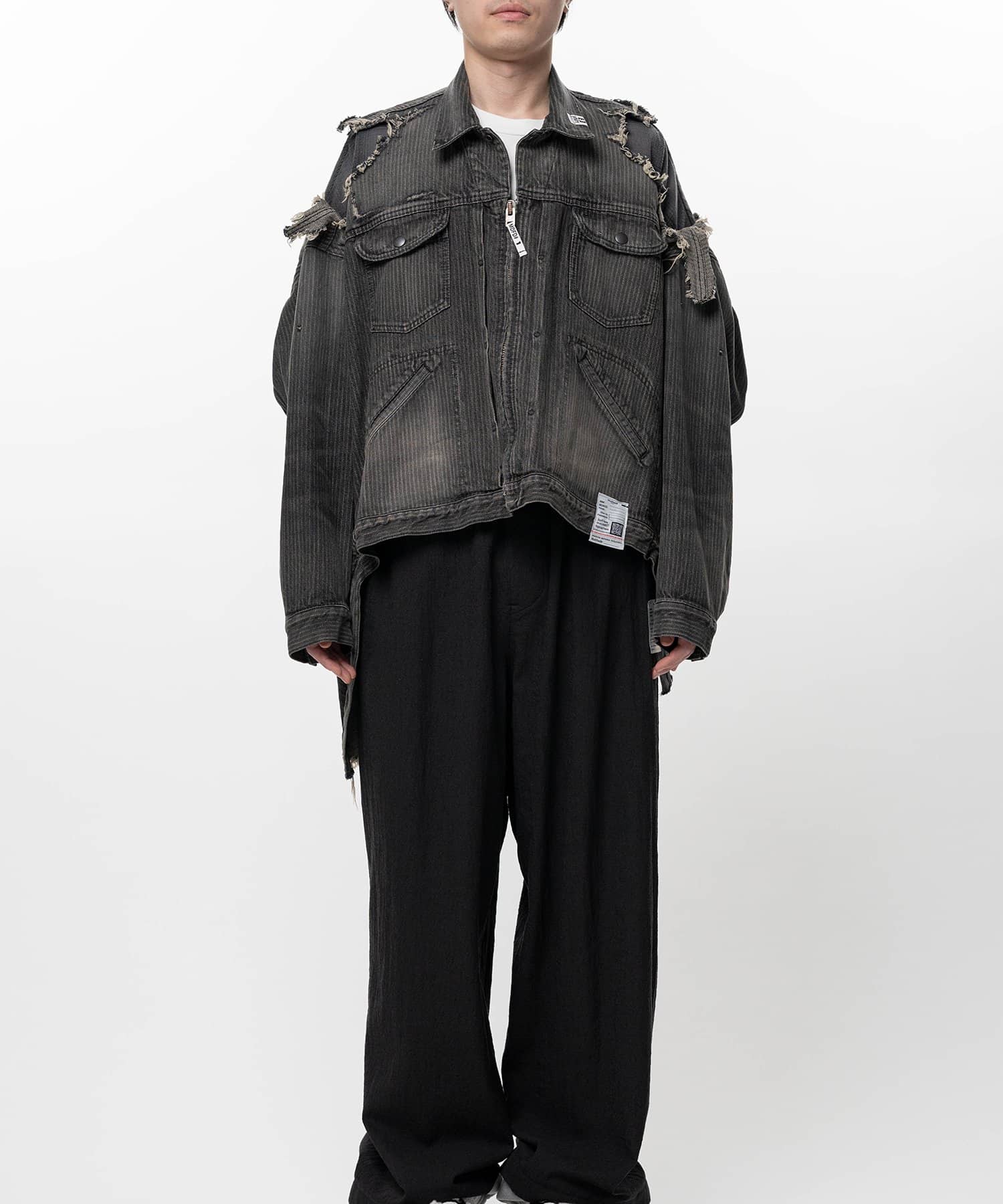 Maison MIHARA YASUHIRO/Check Shirt Layered Denim Jacket black 48