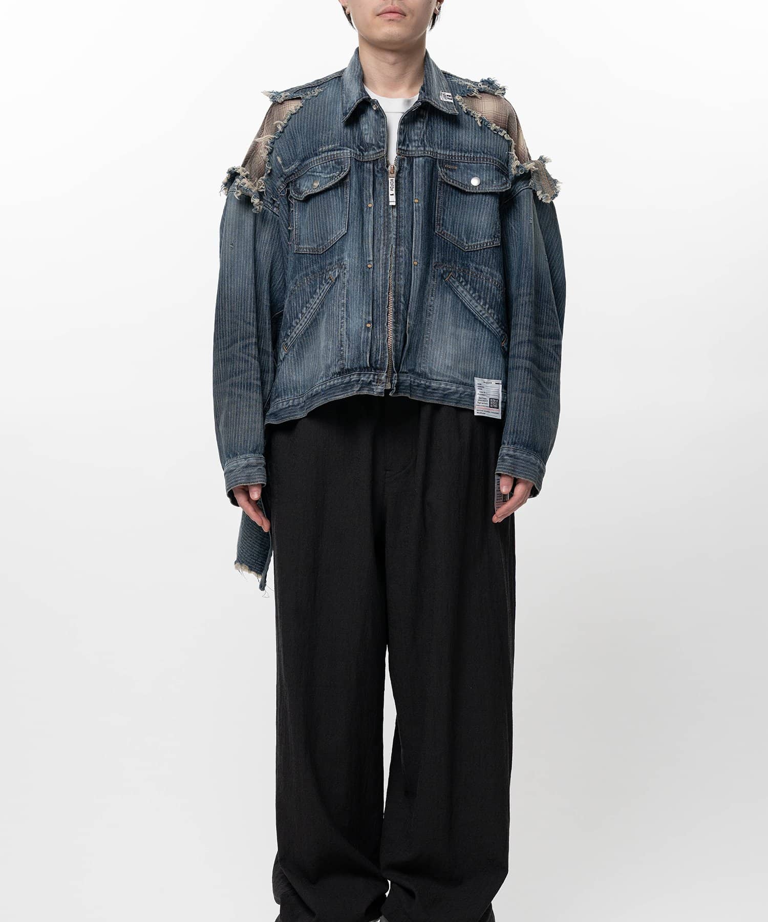 Maison MIHARA YASUHIRO/Check Shirt Layered Denim Jacket INDIGO 46