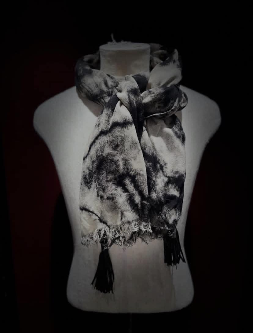 KMRii/ケムリ/Tie Dye Square Stole 05 black F