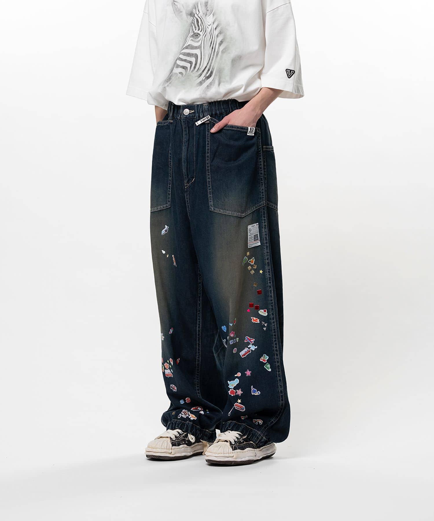 Maison MIHARA YASUHIRO/Kids Sticker Printed Baker Denim Pants INDIGO 44