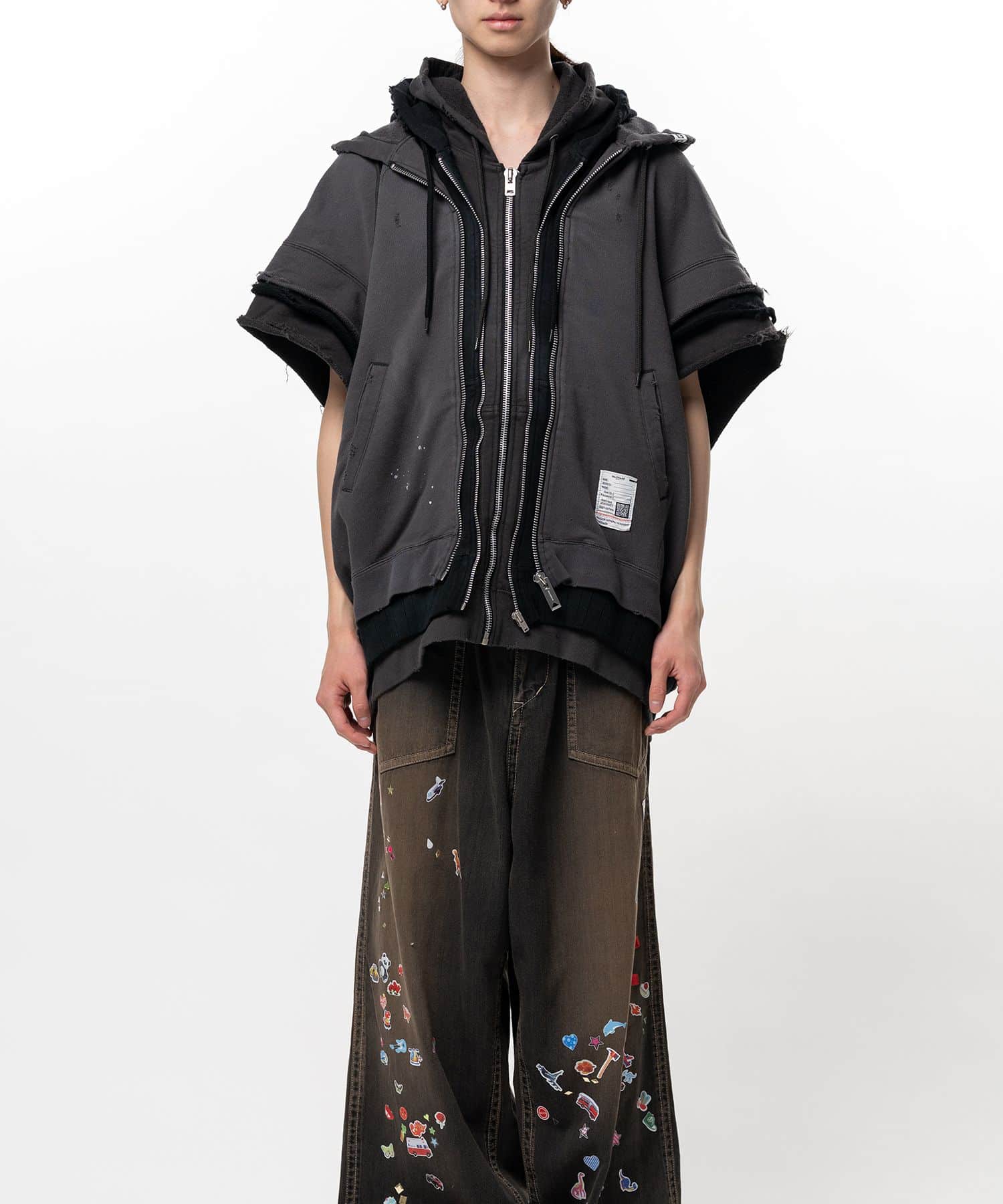 Maison MIHARA YASUHIRO/Triple Layered Zip-up Sweat Vest black 46