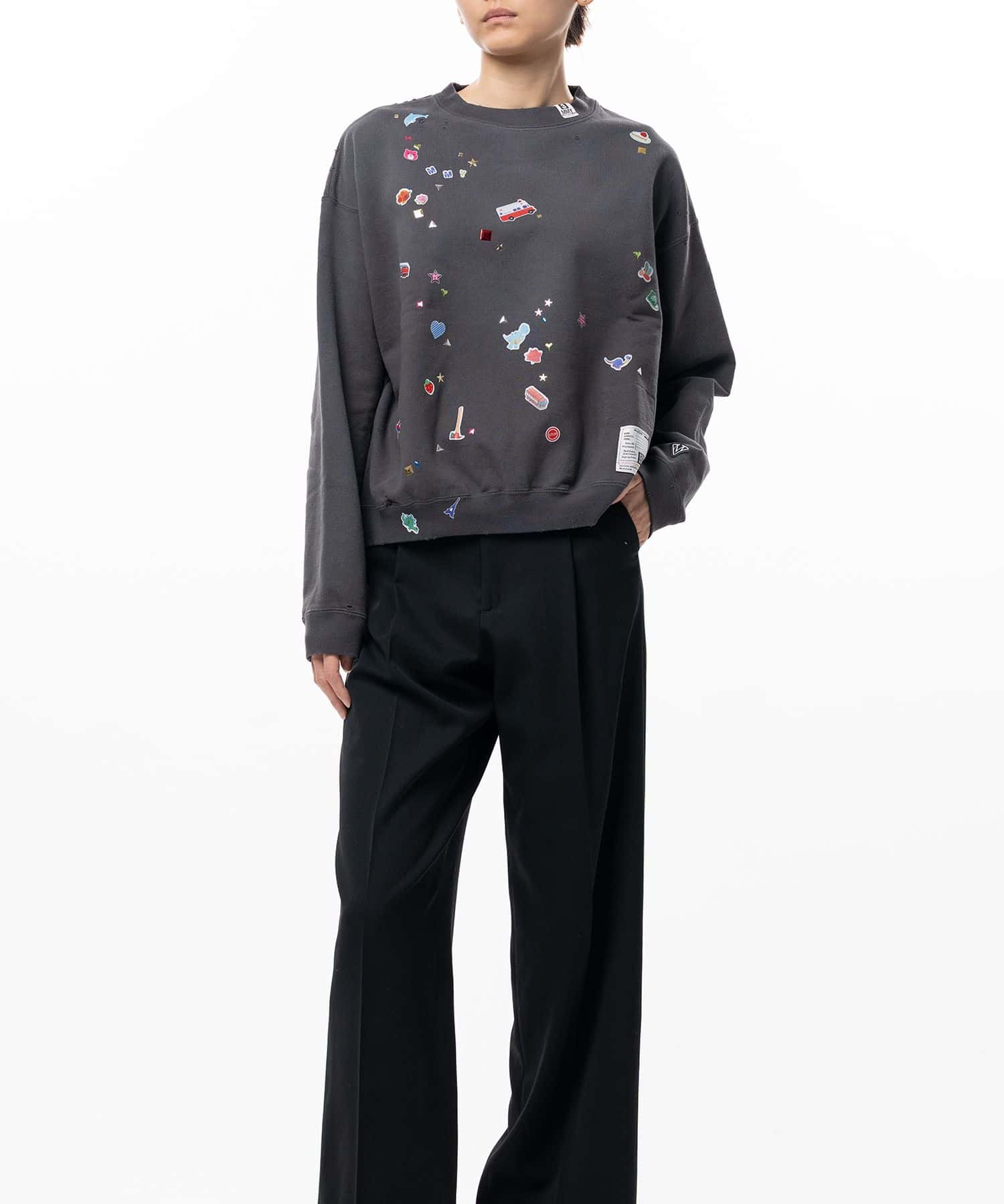 Maison MIHARA YASUHIRO/Kids Sticker Printed Sweatshirt black 36