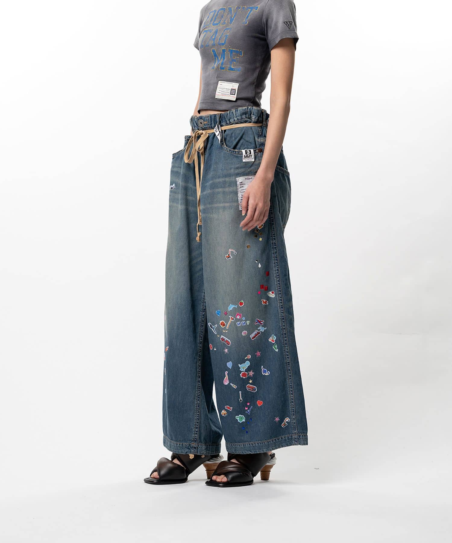 Maison MIHARA YASUHIRO/Kids Sticker Printed Wide Denim Pants INDIGO 36