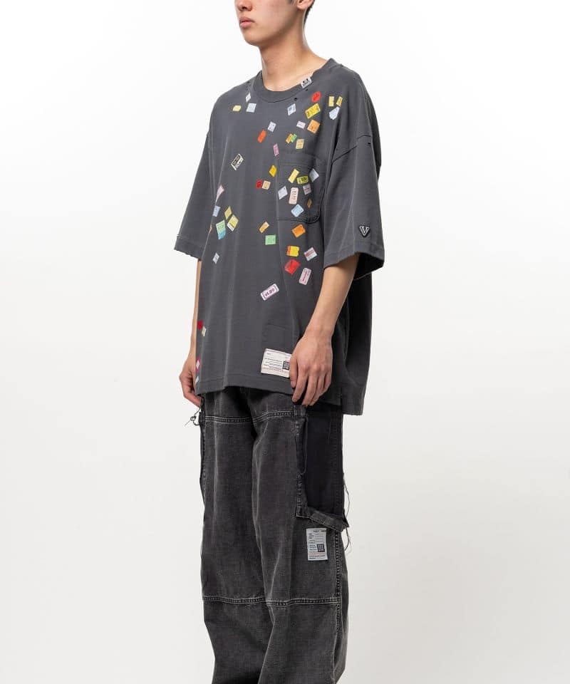 Maison MIHARA YASUHIRO/Price Tag Sticker Printed T-shirt(44 black
