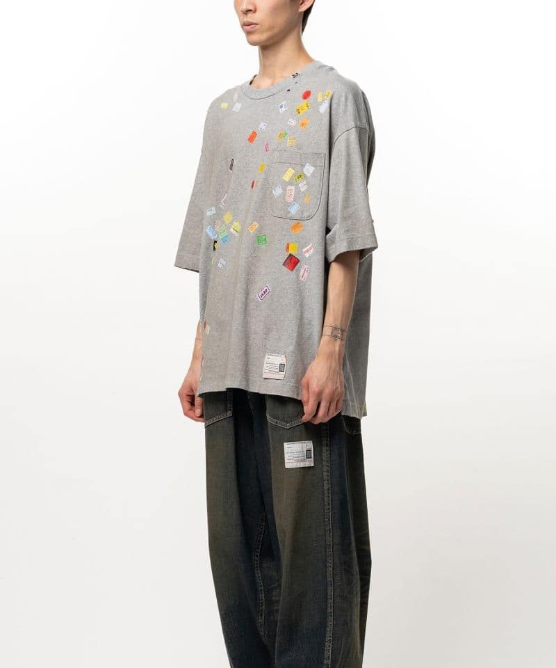 Maison MIHARA YASUHIRO/Price Tag Sticker Printed T-shirt gray 44