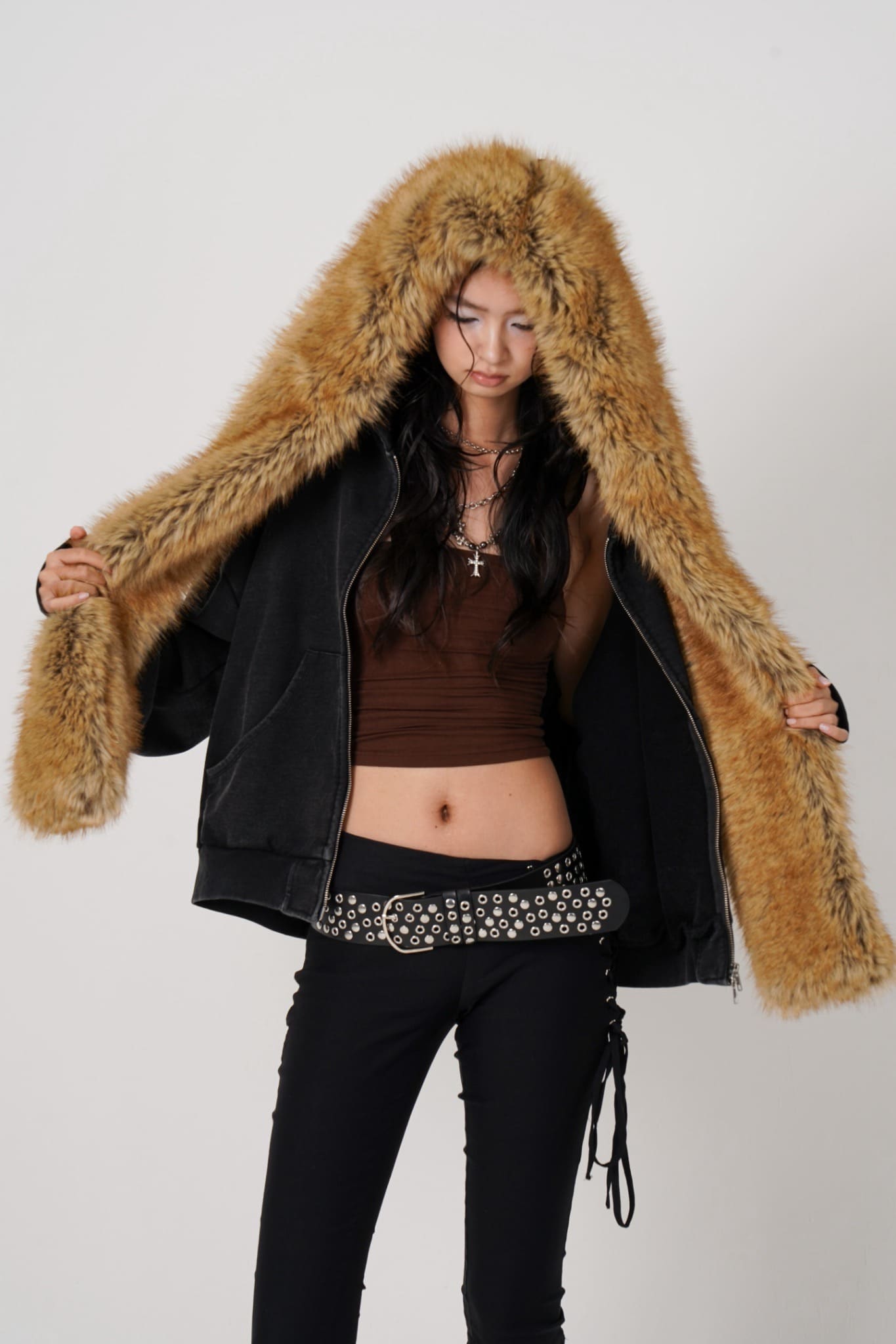 MITSUKI/ミツキ/Faux Muffler Hoodie (black) black F