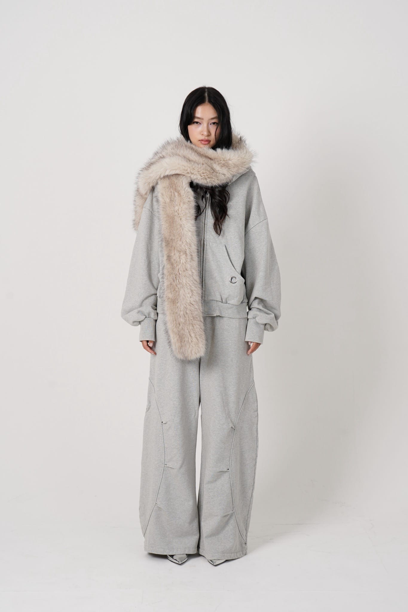 MITSUKI/ミツキ/Eyelet Tuck Sweat Pants (gray) gray S
