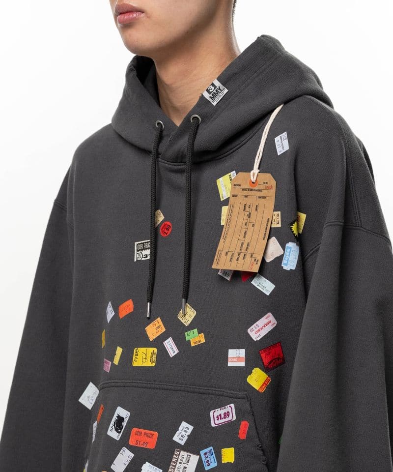Maison MIHARA YASUHIRO/Price Tag Sticker Printed Hoodie black 48
