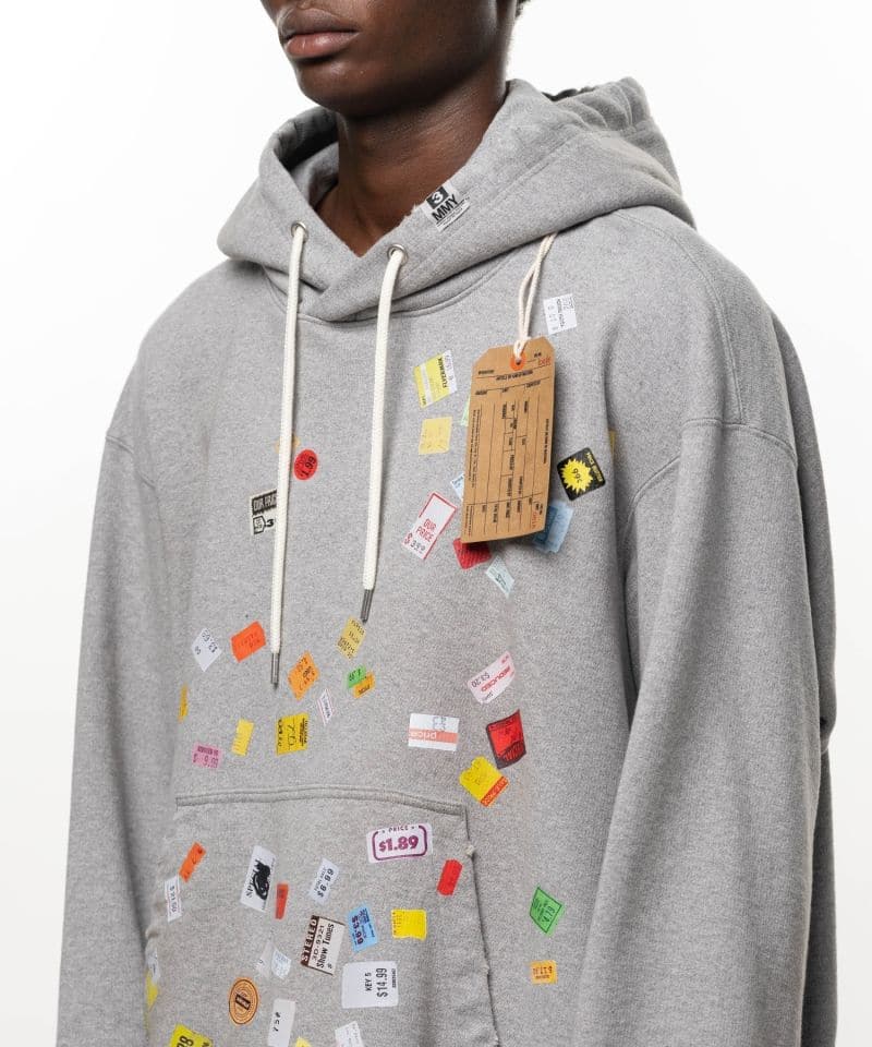 Maison MIHARA YASUHIRO/Price Tag Sticker Printed Hoodie gray 46
