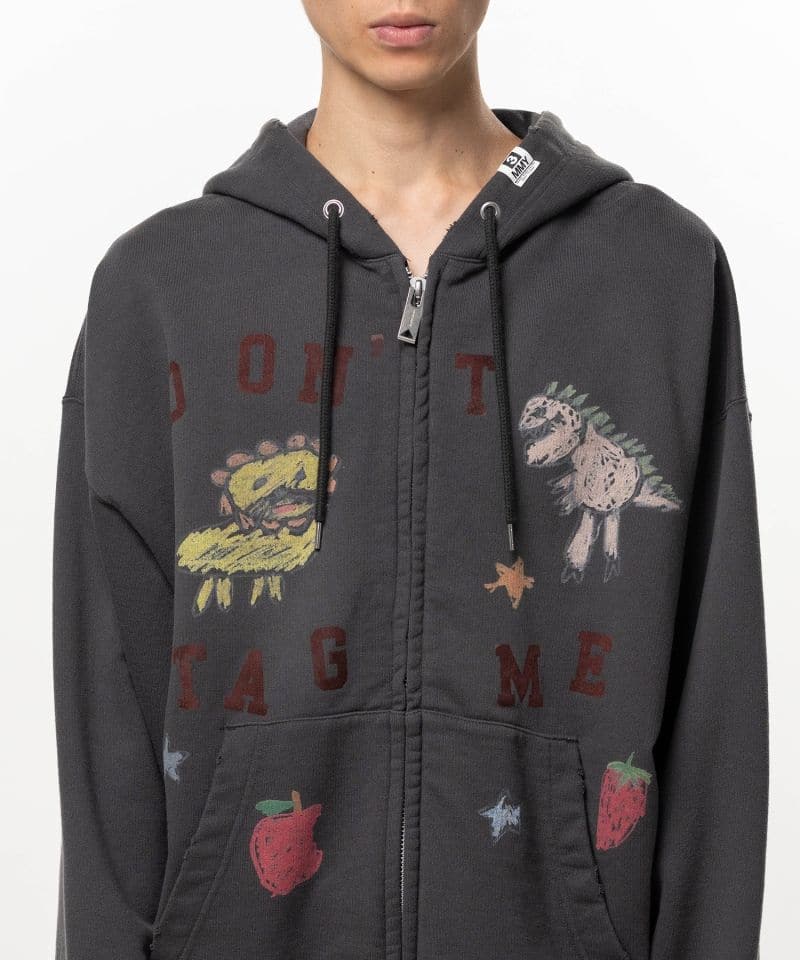 Maison MIHARA YASUHIRO/Kids Doodle Printed Zip-up Hoodie black 44