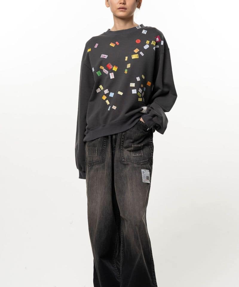 Maison MIHARA YASUHIRO/Price Tag Sticker Printed Sweatshirt black 38