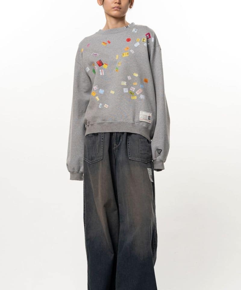 Maison MIHARA YASUHIRO/Price Tag Sticker Printed Sweatshirt gray 38