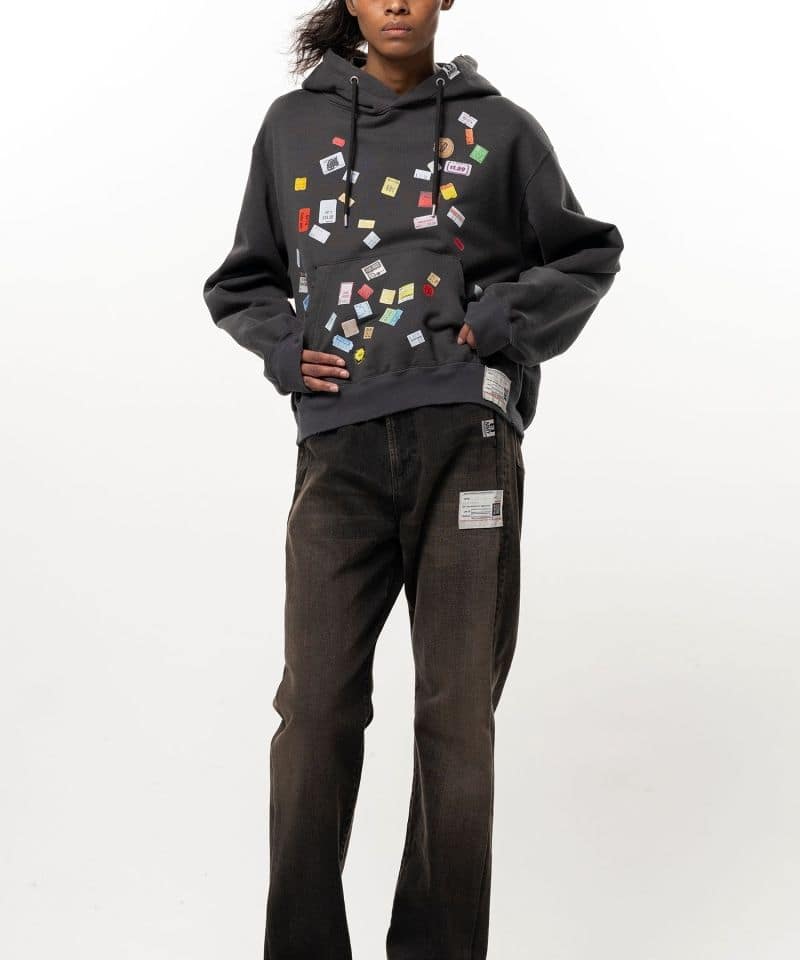 Maison MIHARA YASUHIRO/Price Tag Sticker Printed Hoodie black 36