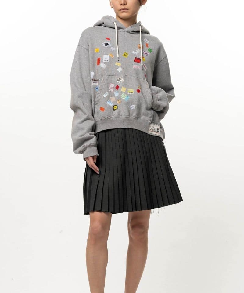 Maison MIHARA YASUHIRO/Price Tag Sticker Printed Hoodie gray 36