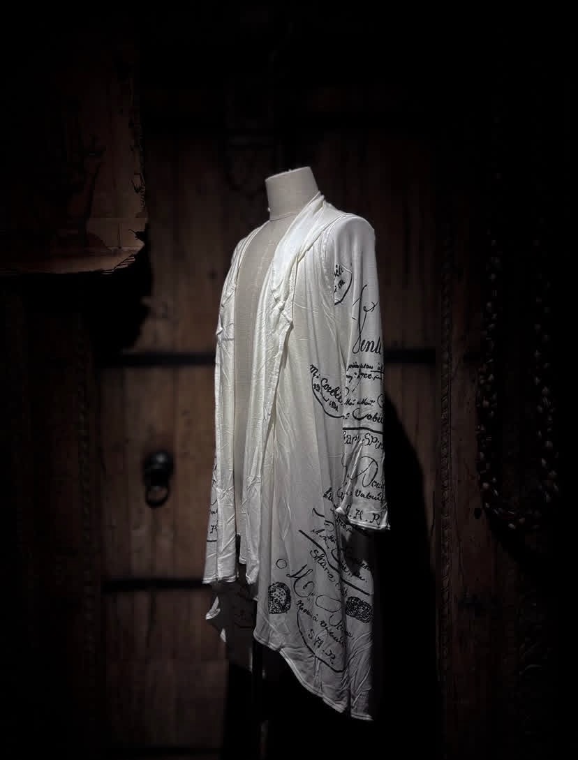 SHARE SPIRIT/シェアースピリット/PRINT LONG CARDIGAN white M