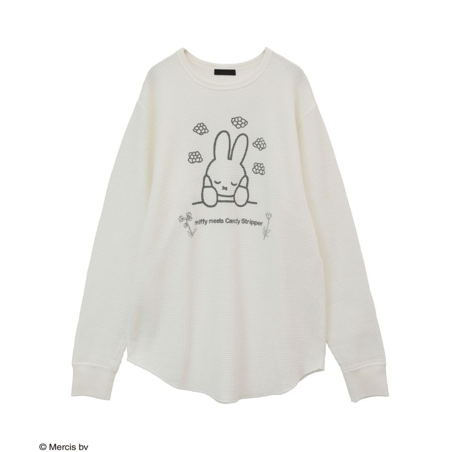 MIFFY AND FLOWER WAFFLE L/S TEE(OFF WHITE)｜ Candy Stripper