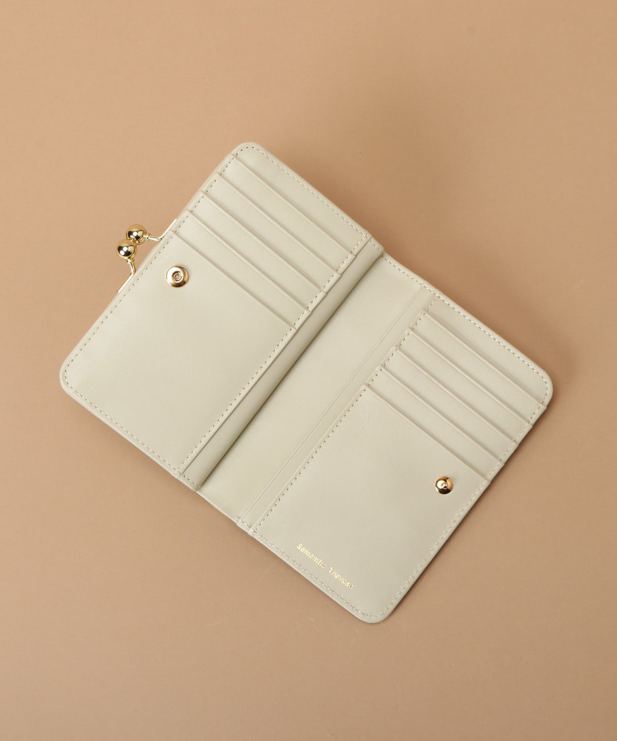 ラメレザービジュー 口金折財布 ペールイエロー 0