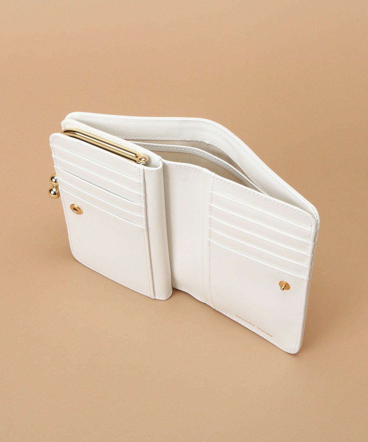 ラメレザービジュー 口金折財布 ホワイト 0