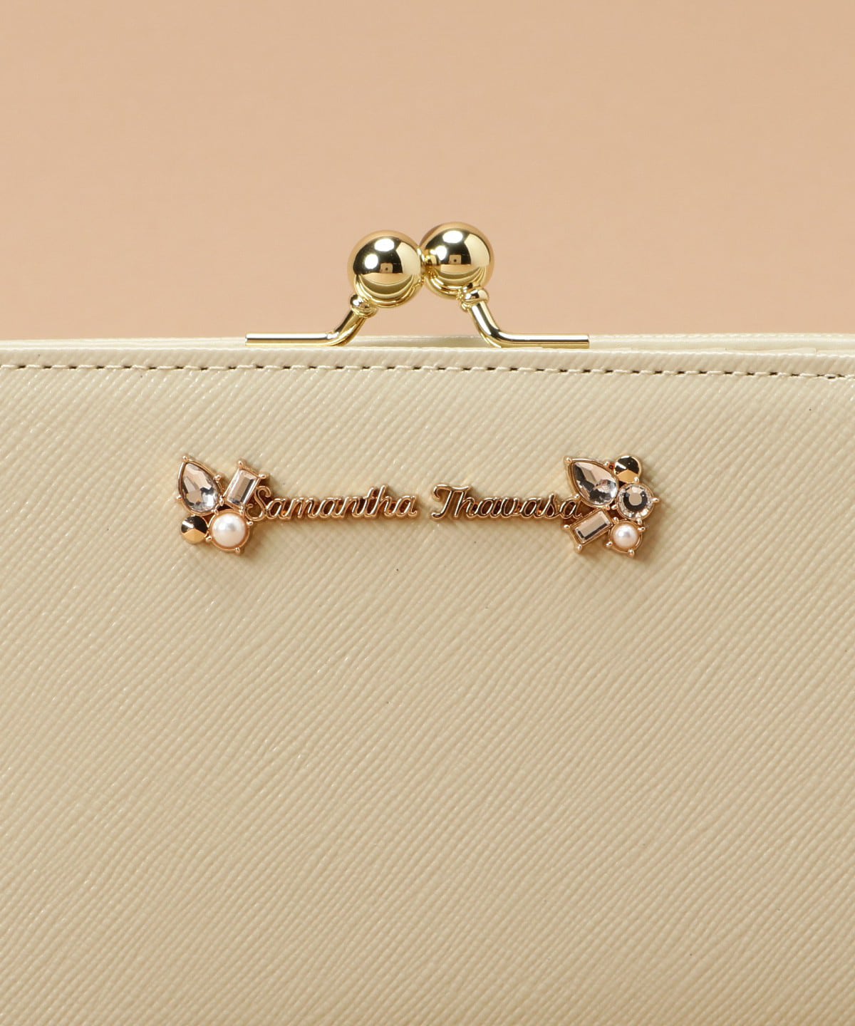 ラメレザービジュー 口金折財布 ペールイエロー 0