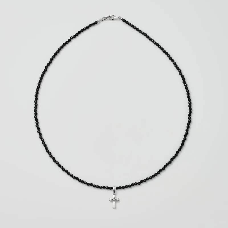 BLACK FREQUENCY w/ CROSS Necklace BLACKENED/ SHINY/ PAINT 40cm
