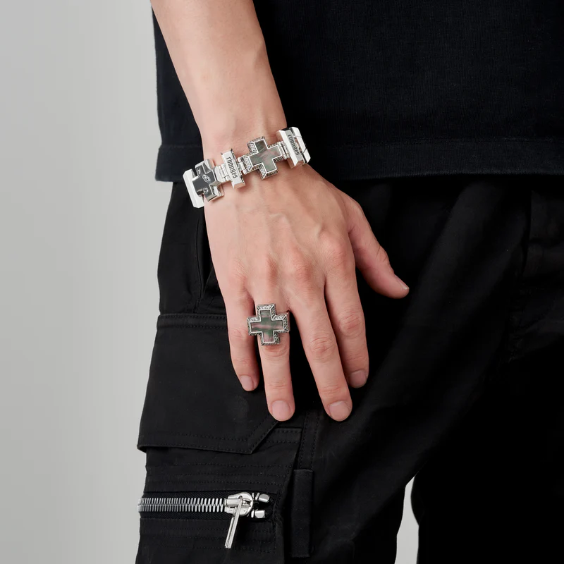 CHANGES ブレスレット /BLACK OF MOTHER OF PEARL BLACKENED/BLAXK MOTHER OF PEARL M