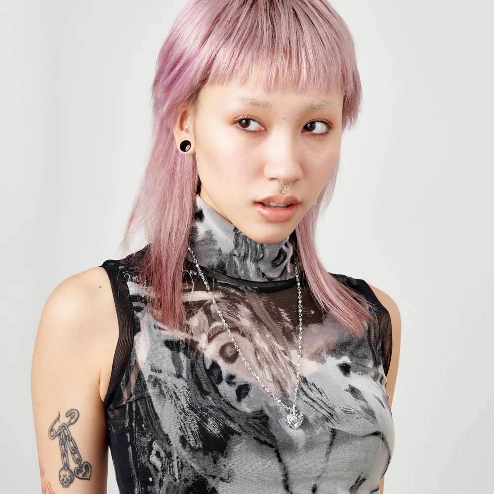 EVER-LOVING ネックレス BLACKENED/CLEAR 40cm