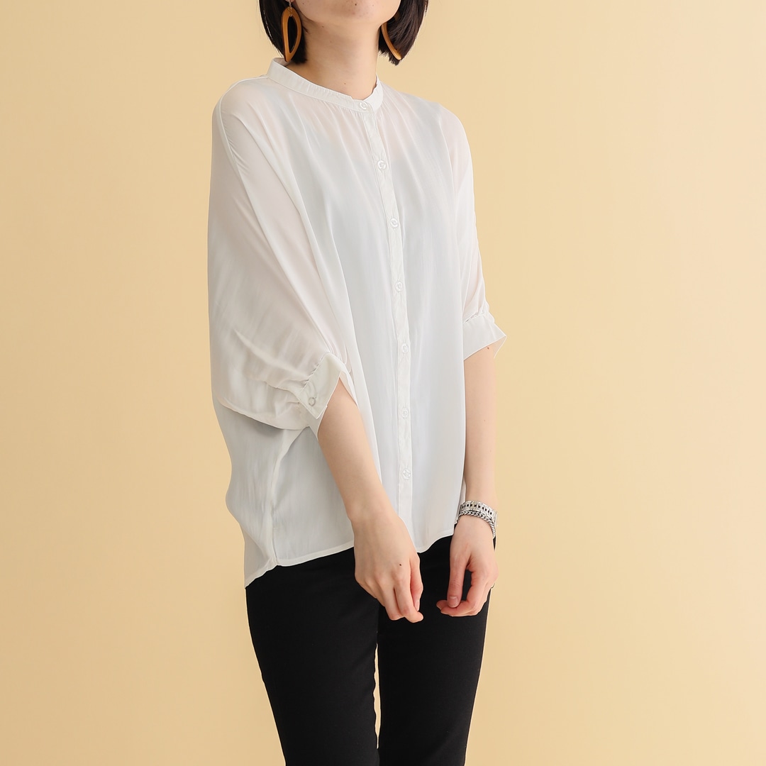 サテンドルマントップス ホワイト F