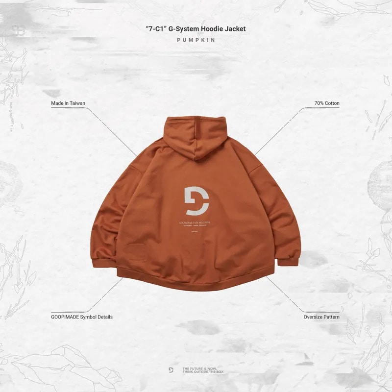 GOOPiMADE] “7-C1” G-System Sweat Hoodie Jacket Pumpkin(1 Pumpkin